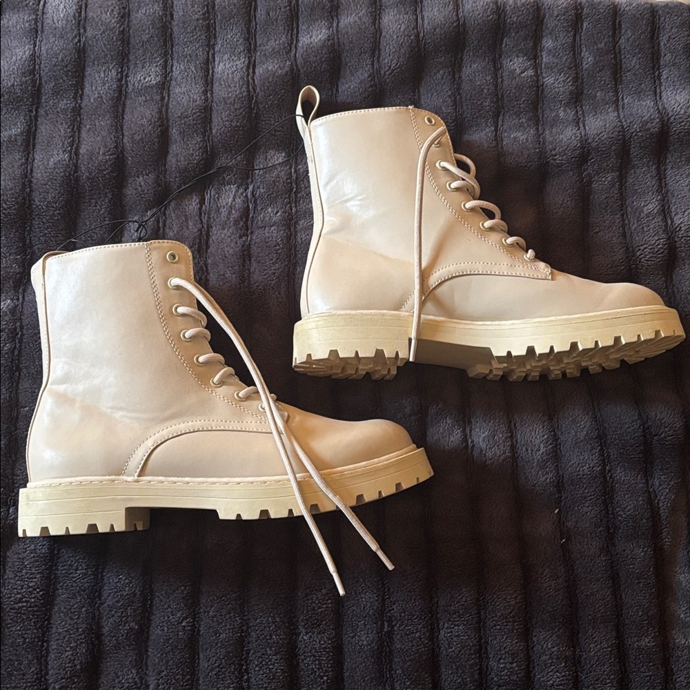 H&M Cream Combat Boots (BRAND NEW)